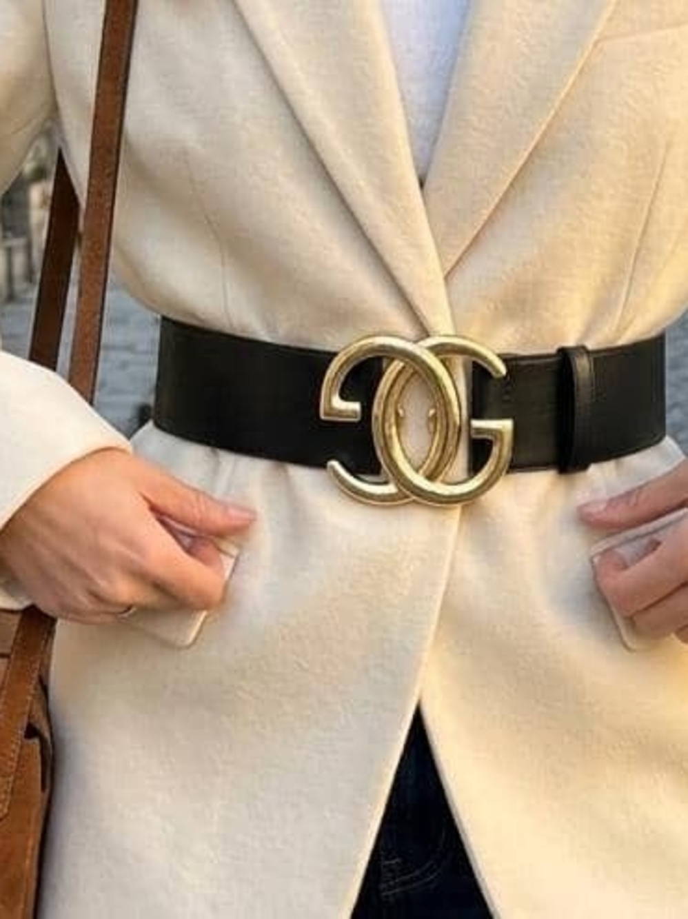 Gucci Like Black Leather Belt with Gold Double G Buckle Limited Edition•